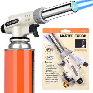 Professional Kitchen Butane Torch Upgrade Creme Brulee Blow Torch for Cooking Adjustable Flame with Reverse Use (Butane Gas Not Included)
