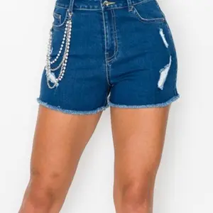 Denim pearl shorts