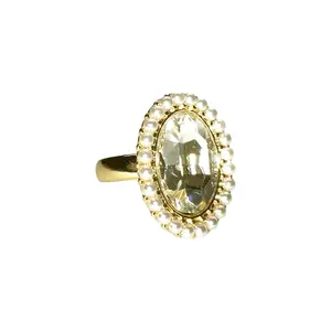Vintage Inspired Crystal Glass Rhinestone Statement Cocktail Ring