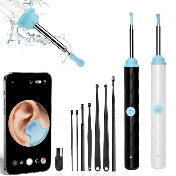 Ear Wax Removal,Ear Cleaner with HD Ear Camera,Wireless Ear Otoscope Earwax Remover Kit with 5 Ear Pick & 6 LED Lights,1080P Ear Camera with 6LED Light for Ear/Nose Examination,Ear Cleaning Tool for iOS & Android