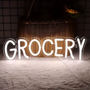 Grocery Neon Signs for Wall Decor Neon Lights for Bedroom LED Business Signs Suitable for Variety Store Groceries Christmas Birthday Party Indoor Decorative Light