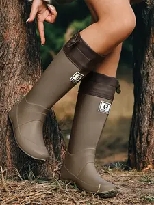 Unisex Waterproof Rain Boots, Garden Boots, Lightweight Non-slip Rubber Shoes for Outdoor Wear, Foldable Rain Boots for Outdoor Digging and Fishing