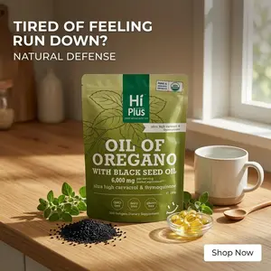 HiPlus Oregano Oil with Black Seed Oil Softgels | Immune Support,Antioxidant Boost | with Black Seed Oil & High Carvacrol | Non-GMO, Plant-Based | 300 Count