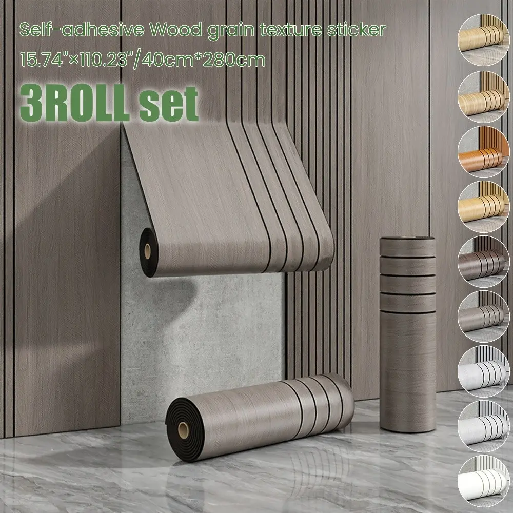 3 Rolls Self-Adhesive 3D Textured Wallpaper - PVC Wall Panel with 3D Grid Pattern, Easy to Peel and Stick, Suitable for Living Room, Bedroom, Bathroom, Office - Retro Wood Grain Wall Enhancement, Home Decoration