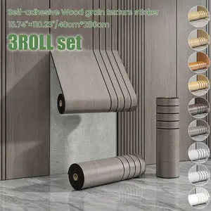 3 Rolls Self-Adhesive 3D Textured Wallpaper - PVC Wall Panel with 3D Grid Pattern, Easy to Peel and Stick, Suitable for Living Room, Bedroom, Bathroom, Office - Retro Wood Grain Wall Enhancement, Home Decoration