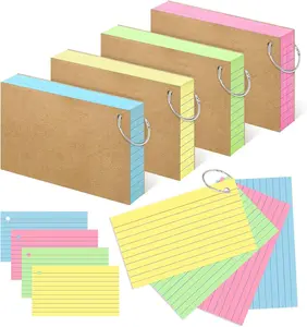 Colored Index Cards 3x5 Inch Heavyweight Flash Cards with Ring Lined Ruled Note Cards for Studying School Supplies College 200 Count