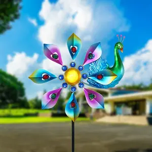 Colorful Metal Peacock Windmill for Outdoor Decor, Vibrant Wind Spinner Sculpture for Garden, Ideal Gift for Family and Friends