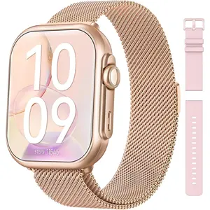 Unisex fitness smartwatch: compatible with iPhone and Android devices, supports Bluetooth calling, features heart rate and blood oxygen monitoring, has an IP68 waterproof rating, offers a battery life of over 30 days, and comes with 2 straps