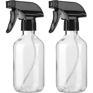 2-Pack Leakproof  Bottles (300ml/10oz) - Adjustable Nozzle for Fine Mist & Jet Stream |  Refillable Plastic Bottles for Hair Styling,  Misting, Cleaning Solutions (Clear)