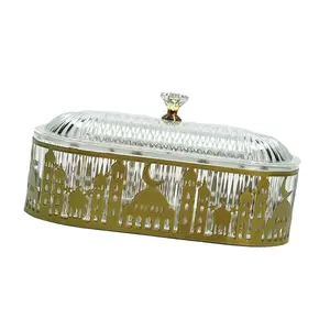 Golden Iron Snacks Tray Ramadans Fruit Plate Tabletop Decoration Serving Dish