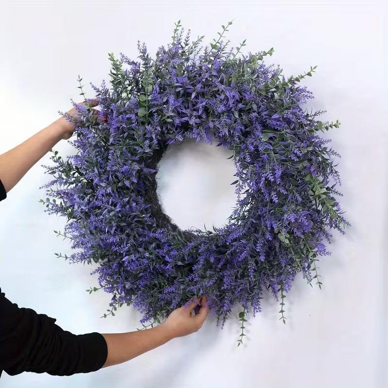 24" Lavender Eucalyptus Wreaths for Front Door - Large Farmhouse Artificial Wreath for Porch, Window, Wall Decor - Spring, Summer, Fall, Christmas, All Seasons Greenery Wreath