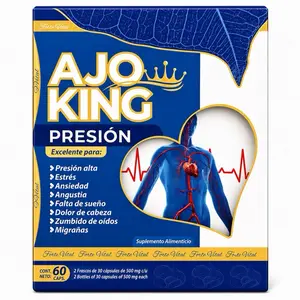 Ajo King Blood Pressure Support Capsules – Garlic Herbal Supplement for Heart Health, Circulation & Stress Relief – 60 Capsules