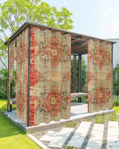 Boho Outdoor Curtains for Patio , Grommet  Curtain Drapes Weatherproof Outside Curtains for Porch GazeboPergola Cabana 2 Panel 54x84inch Rustic Bohemian Floral Tribal Orange