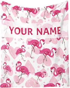 Custom Flamingo Blanket Gifts for Flamingo Lovers - 30 x 40 Inches Cute Throw Blanket - Light Pink Soft Furry Plush Blankets for Chair