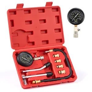 Gasoline Compression Tester Kit, 8pc Petrol Engine Compression Tester Set with 0-300 psi Pressure Gauge 4 Adapters, Small Engine Compression Gauge Set for Motorcycle Car Truck