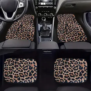 4pcs Leopard Print Car Foot Mats, Creative Patterned Floor Mats for Cars, Universal Fit Interior Anti-Dust Pedal Pads, Car Mat Set