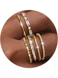 Gold Rings for Women Non Tarnish Dainty Stackable Ring Set Hypoallergenic Cubic Zirconia Wedding Band Promise Bands for Her Women's Jewelry Size 5-10 Stacking Rings
