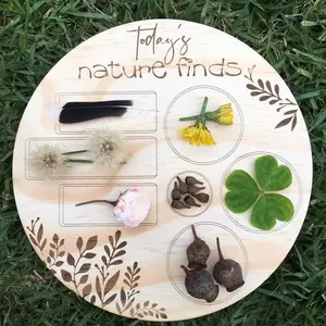 Wooden Nature Exploration Observation Board, Children Outdoor Treasure Hunt Collection Tray, Parent-Child Natural Discovery Game Prop