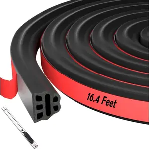 Door Rubber Seal Strip, Universal Automotive Weather Stripping Double Layer Self-Adhesive Weatherstrip, Soundproof Sealing Strip for , , RVs, Pickups (16.4FT)