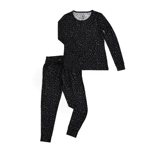 Ash Black Leopard MOMMY TWO PIECE Soft Bamboo Women's Lounge Matching Set Gigi and Max