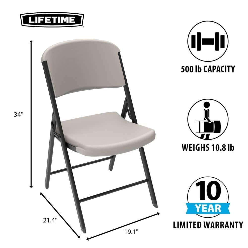 Lifetime Putty Metal Outdoor Safe Folding Chair Set of 4 for Outdoor Use