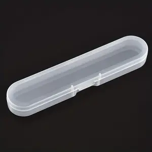 Clear Plastic Durable Long Oval Storage Box, 5 Counts Portable Small Capacity Storage Container, Suitable for Storing Acne Needles Brushes Pens Tweezers Cutters