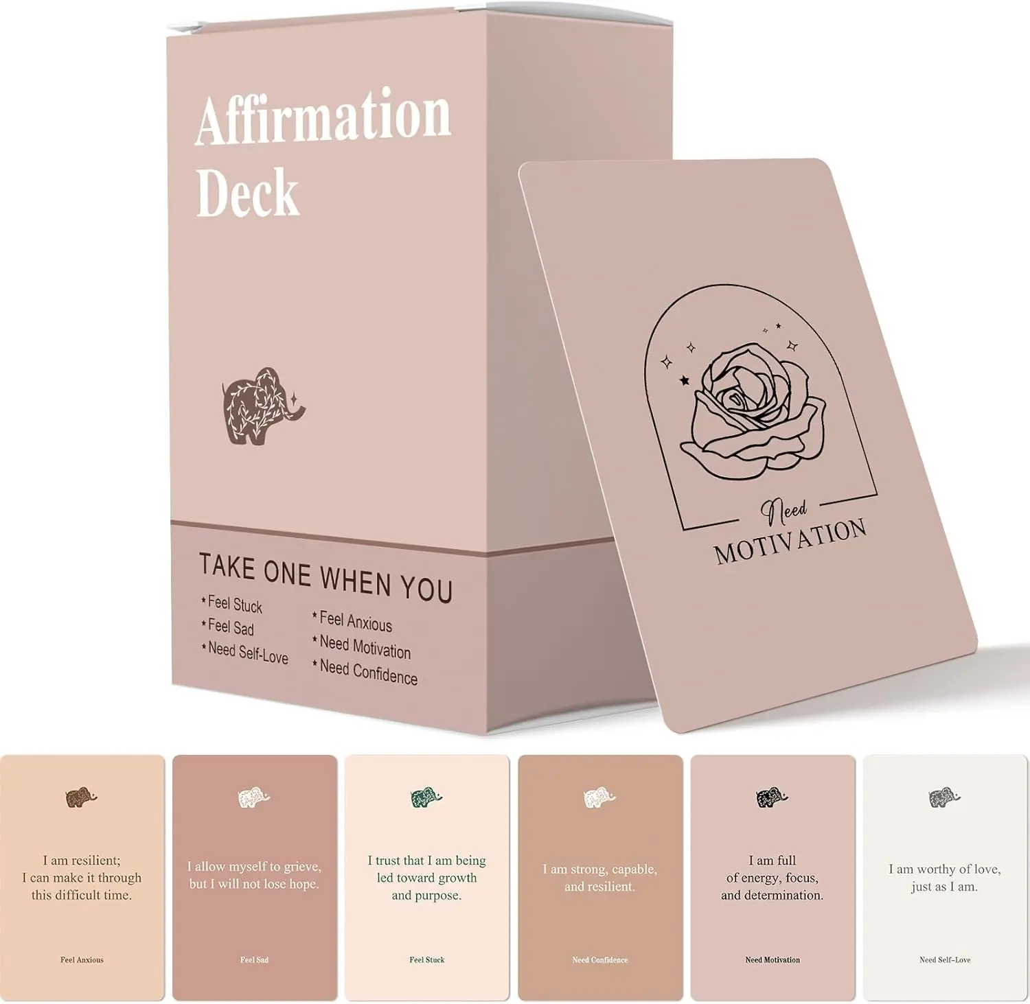 Women's Inspirational Powerful Affirmations Quotes Cards - 120 Thick Cardboard Positive Cards, 6 Theme Sets, Inspirational Messages, Daily Action, Stress Relief, Mental Wellbeing, Office Stationery, Self-Care Gift