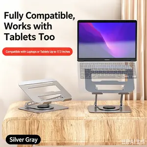 360° Adjustable Laptop Stand for Desk, Ergonomic Foldable Holder for MacBook, iPad & 11-17.3” Devices, Aluminum Rotating Stand for Aesthetic Desk Setup & Home Office