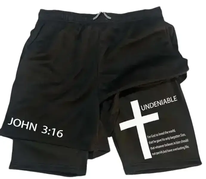 Men's Belted Tiered Double-Layer Athletic Cross Performance Shorts - Summer Beach & Fitness Training Bottoms