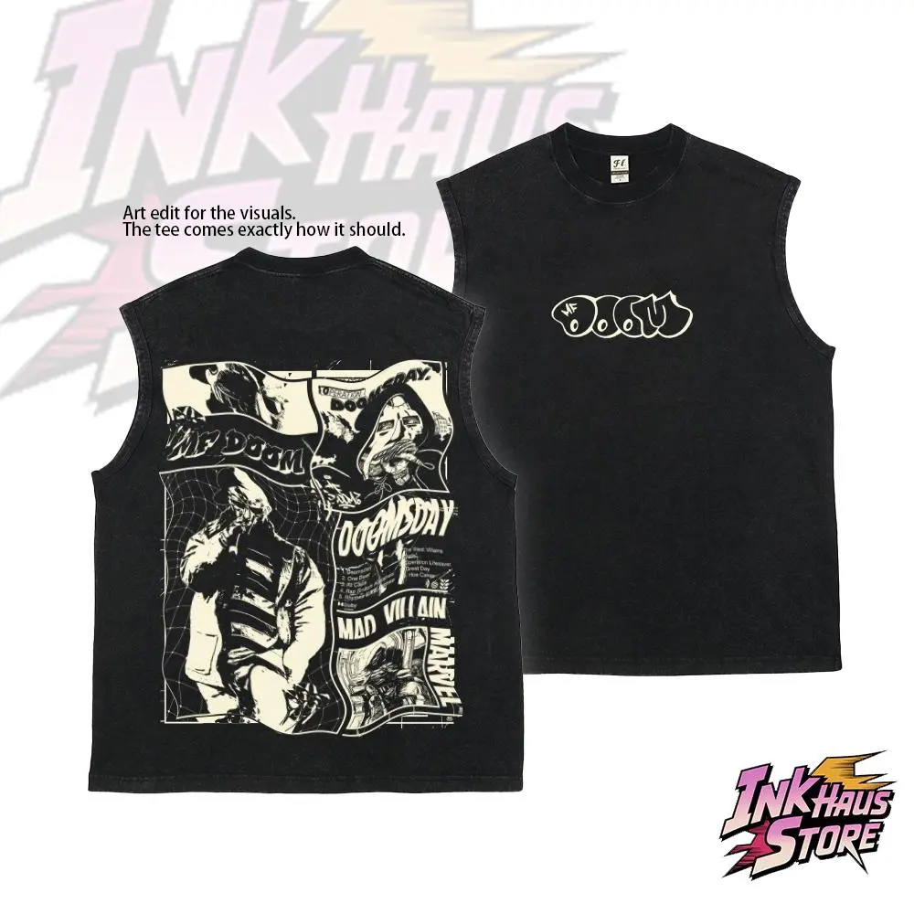 90's hip-hop street style Top, made in the USA, suitable for rappers and retro music lovers--100% Cotton Sleeveless Retro wash Tank Top