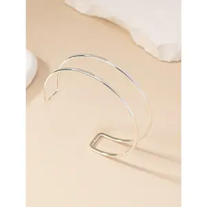 Cuban Link Bracelet Metal Wire Double Bar Arm Cuff Adjustable Bangle for Women's Parties Banquets Gifts Geometric Iron Alloy