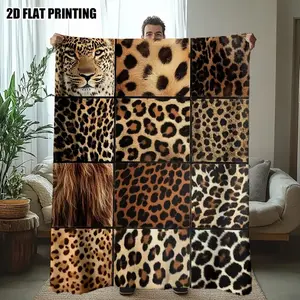 Luxurious Leopard Print Flannel Blanket, Ultra-Soft and Warm, Perfect for Home, Bedroom, Sofa, Travel, High-Quality Gift Idea