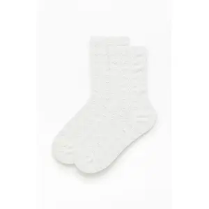 John Galt Women's White Heart Pointelle Socks