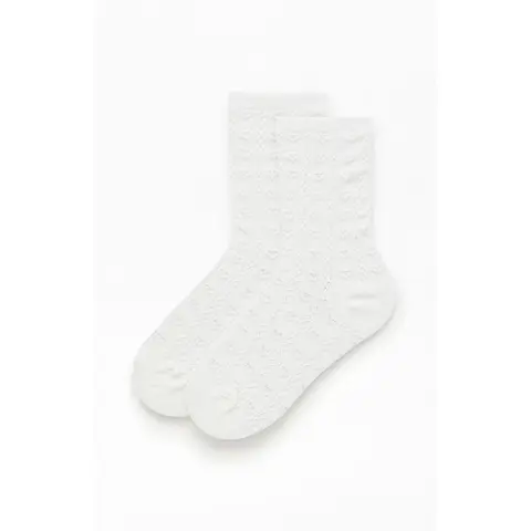 John Galt Women's White Heart Pointelle Socks