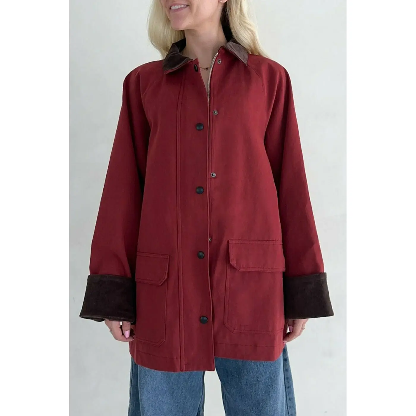 Windsor Corduroy Detail Barn Jacket in Sienna Windsor Corduroy Detail Barn Jacket in Sienna