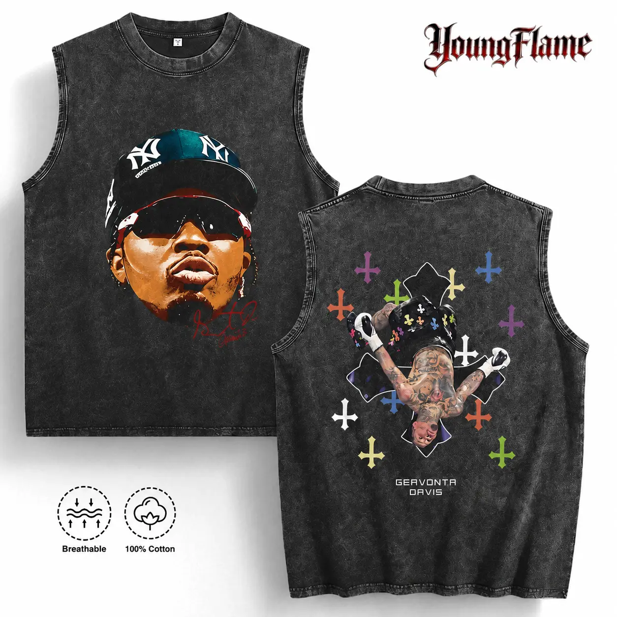 Vintage Acid Wash Boxing Champion Graphic Tee A Comfortable Summer Gift Hip Hop Streetwear Y2K Clothing Men Sleeveless Tank Top cotton shirt