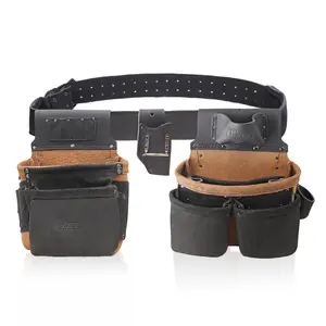 TRUTUCH Premium Oil Tanned Full-Grain Leather Tool Belt for Carpentry & Electrician - Adjustable Fit, Foam Padded, Heavy-Duty Rivets, Deep Pockets for Tools