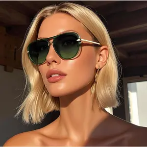 2026 Trendy Neon Green Oversized Aviator Sunglasses for Women Men Y2K Retro Fashion UV Protection Shades