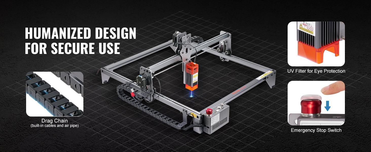 VEVOR Laser Engraver, TikTokShopBlackFriday, 5W Output Laser Engraving Machine, 16.1" x 15.7" Large Working Area, 10000mm/min Movement Speed, Compressed Spot with Eye Protection, Laser Cutter for Wood, Metal, Acrylic