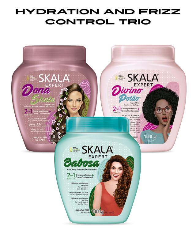 Skala Power Trio - Babosa, Divino Potão & Dona Haircare Trio for Hydrating, Defining & Taming Frizz with Stylish Results - Gel