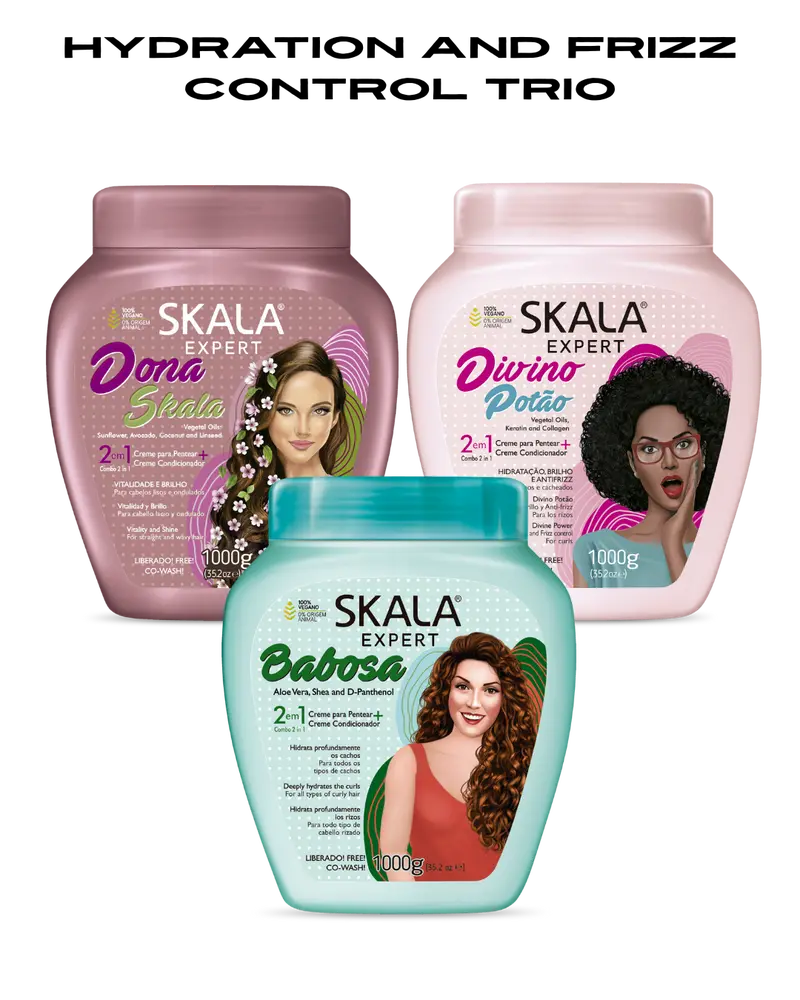 Skala Power Trio - Babosa, Divino Potão & Dona Haircare Trio for Hydrating, Defining & Taming Frizz with Stylish Results - Gel