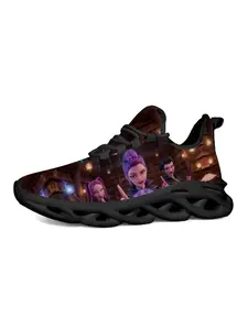 Anime Style Print Sneakers, Casual Rubber Sole, Fabric Upper, Unique Design, Perfect for Anime Parties, All Seasons Wear