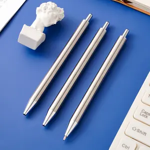 Set of 6 High-Quality Metal Retractable Gel Pens, 0.5mm Stainless Steel Nib, Durable Office & School Writing Tools, Ink, Rollerball Pen Set