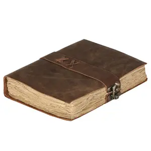 Leather Bound Journal Vintage Handmade Deckle Edge Paper For Writing Travel Journaling 7 x 5 inches