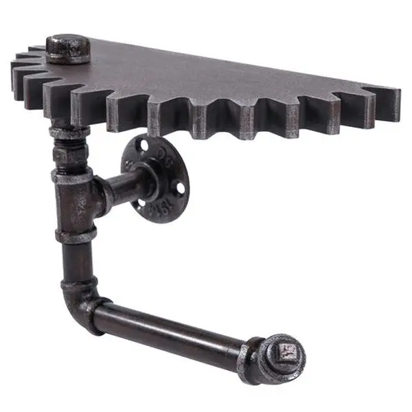 Steampunk inspired Floating Shelf w/ Gear Design