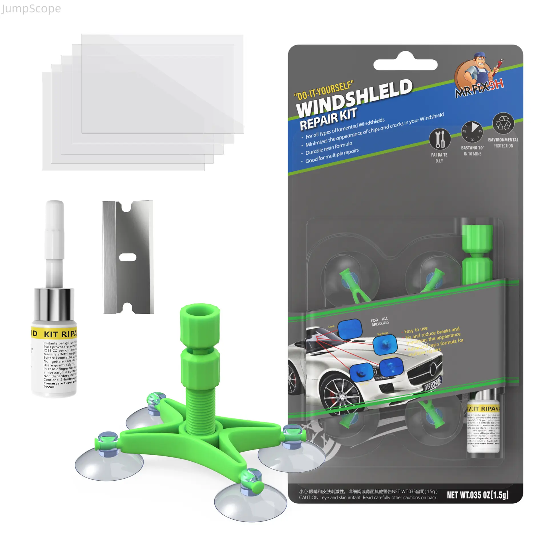 Cracked Windshield Repair Kit for Cars, DIY Tool with Resin for a Quick Fix on Auto Glass Chips and Cracks, Easy to Use Solution, 1 Kit, Cost-Effective, Repair Tool, Quick Fix For Chips And Cracks