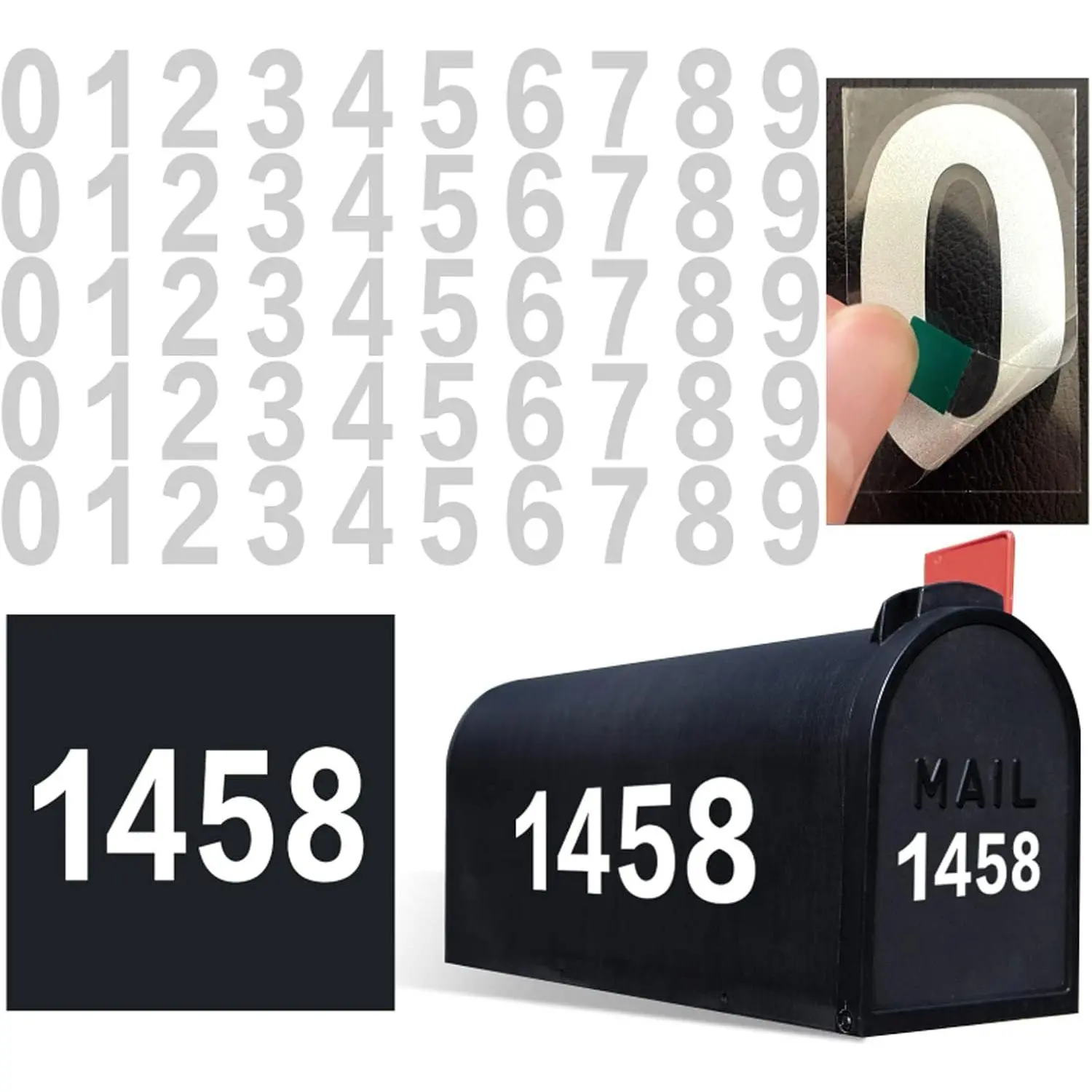 2 inch Mailbox Numbers for Outside, 50 count Reflective Number Stickers with Sticky Tab for Easy Backing Separation, Pre-cut for Effortless Align,  Self Adhesive Vinyl Address Numbers