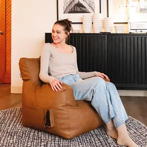 Dorm Bean Bag Chair with Drink Holder and Side Pocket