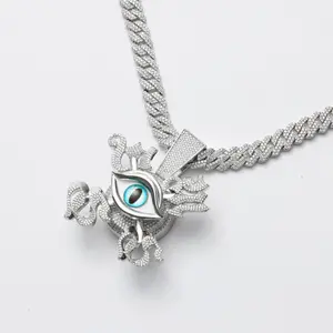 [ICE HUE]18K Gold Vacuum Plated Copper with 5A+ Sri Lanka Zircon Rotating Eye of Horus  Pendant With Necklace Miami Italy Mexico & Micro Inspired for Women & Men Luxury Jewelry,Daily Wear,Casual Fashion,Gift,,Classic,Hip Hop,Simple,Sporty Style