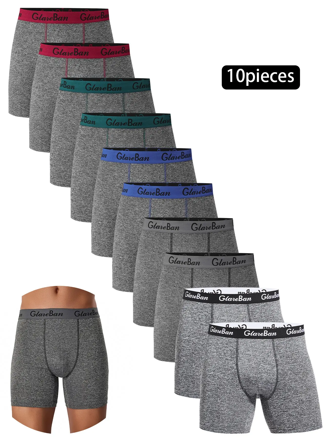 10pieces Set Mid-Long Brand Boxer Shorts for Men Comfortable Underwear Male Underpants Briefs Boxershorts Slips Panties Soft Menswear Boxer Brief Pack Fitted Boxer Shorts